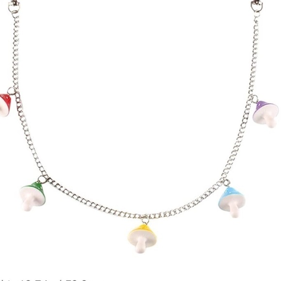 Urban Outfitters Jewelry - Urban Outfitters Pink Blue Silver Mushroom Pastel Necklace